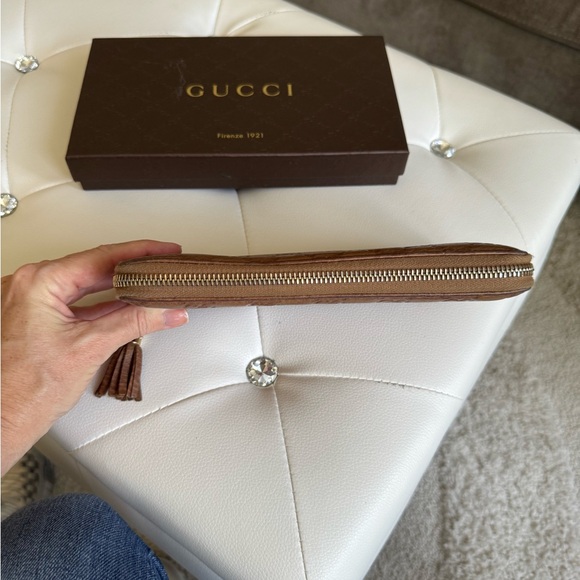 Gucci Brown GG Guccissima Monogram Leather Zip Bamboo Continental Wallet - Picture 11 of 17